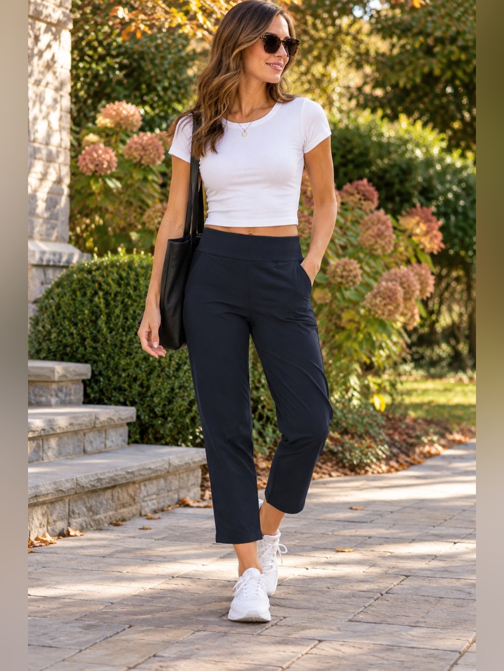 Lululemon Cropped Ankle Pants Wide Ribbed Waist Pockets